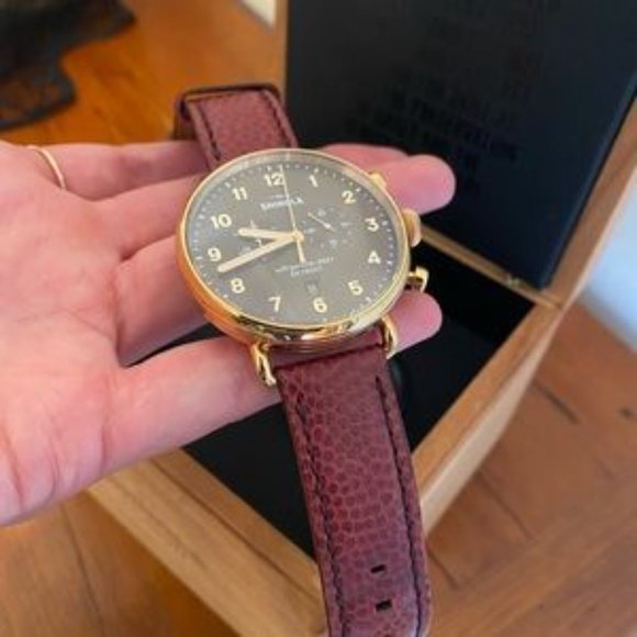 Shinola - Canfield Chrono 43MM Rose Gold Face with Burgundy Leather Band main image 4